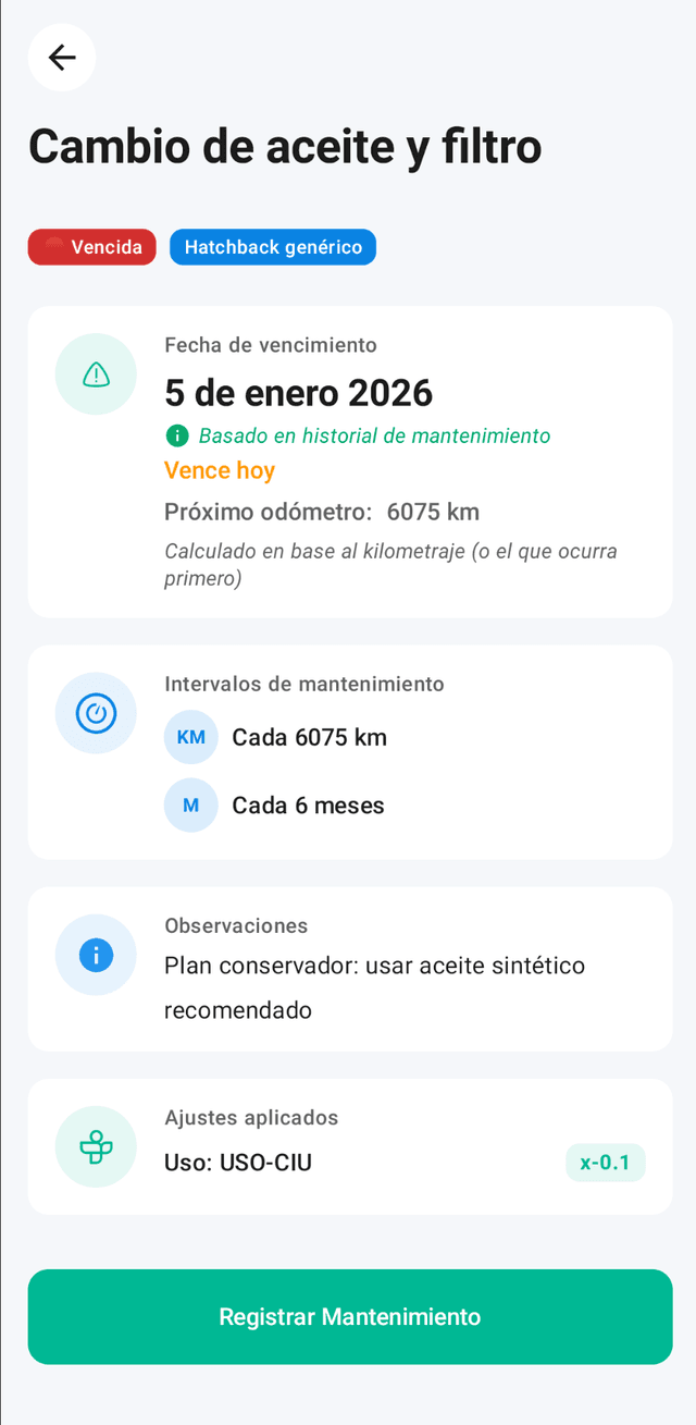 Tareas de Mantenimiento - Sherom